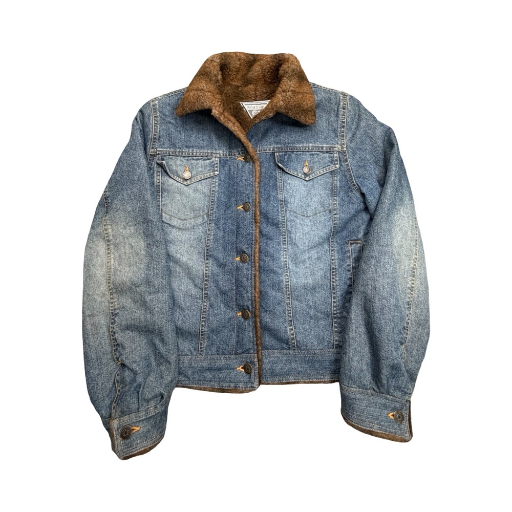 Marvin Richards Denim Jacket Womens S Blue Faux Fur Lined Western Workwear
